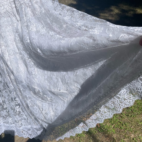 VINTAGE 80s 90s JESSICA MCCLINTOCK BRIDAL PROM LACE DRESS SHOULDER PADS SZ 7/8 - Picture 9 of 13